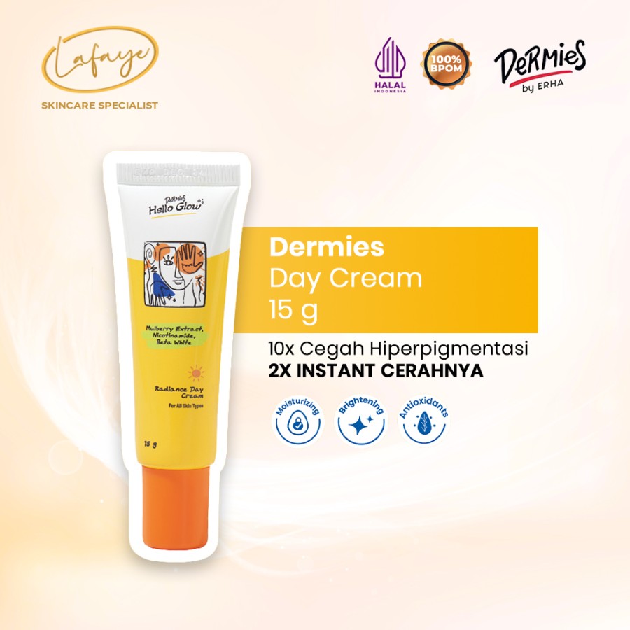 Dermies Hello Glow Day Cream Radiance 15 g - Krim Pagi Pencerah