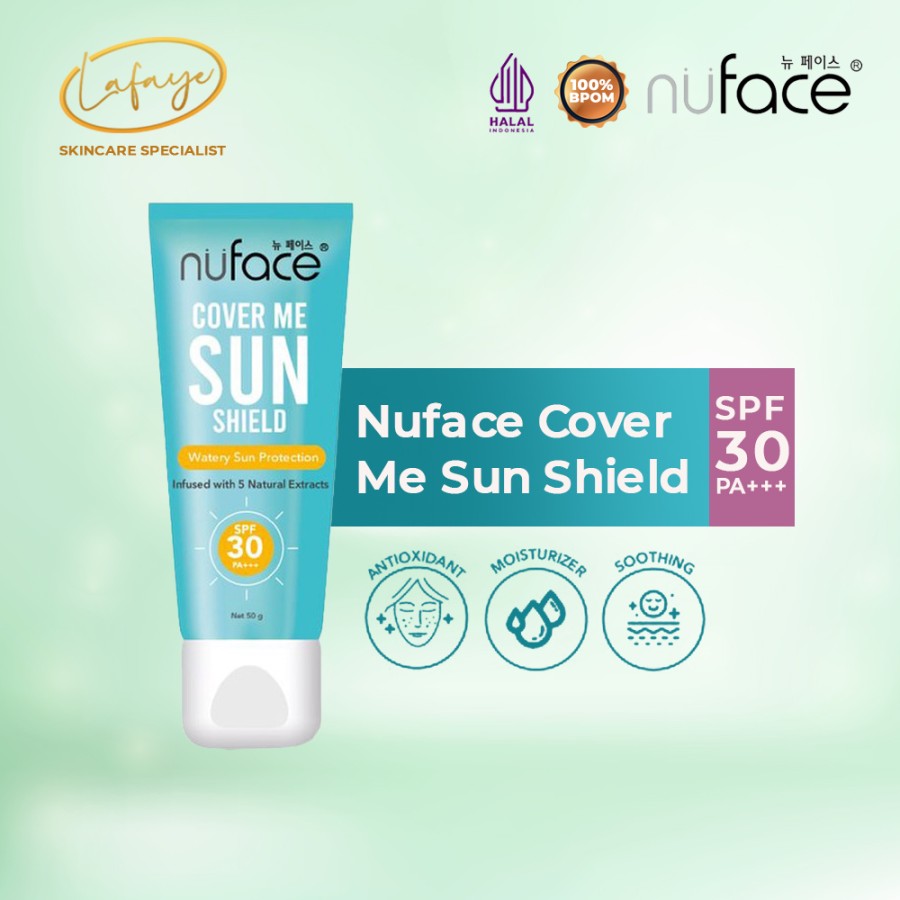 Nuface Sunscreen Cover Me Sun Shield SPF 30 SPF50 Watery Sun Protection Cream – Biru Spf 30