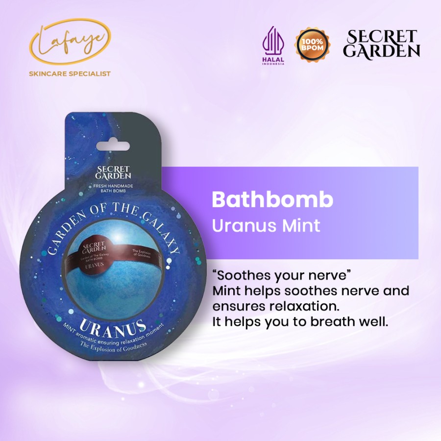 Secret Garden Bath Bomb Sabun Busa Mandi Aromatherapy 100gr Blister Pack – Uranus – Mint